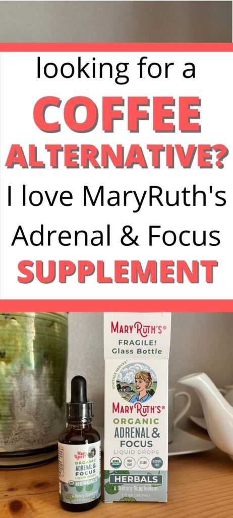 MaryRuth's Adrenal and Focus Review as a coffee alternative, Vertical Pinterest Image wildsimplejoy.com