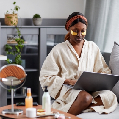 Woman doing a self care routine