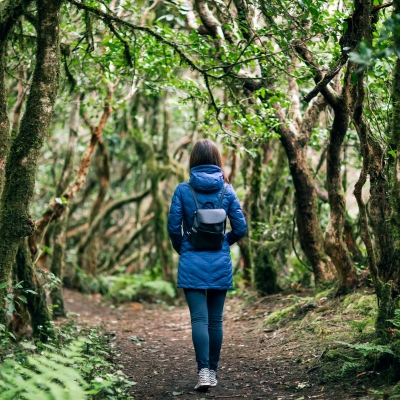 Woman walking alone in nature