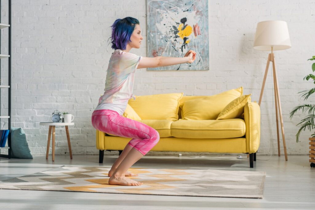 Woman working out in the morning for energy