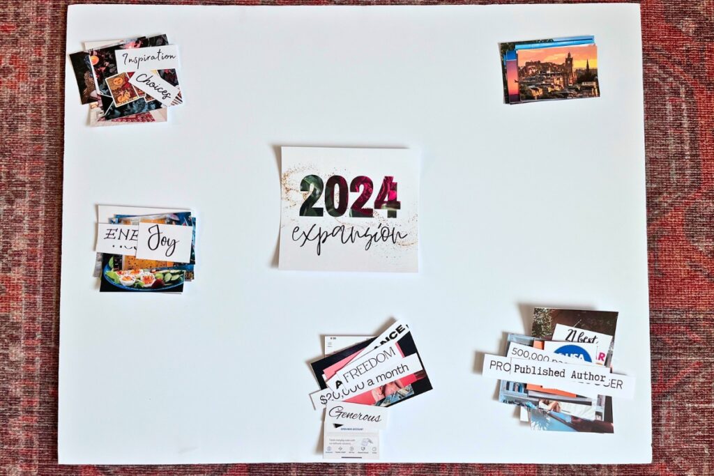 Vision board after cutting up the pictures