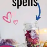 10 Self Love Spells and How to do a self-love spell jar! Vertical Pinterest Image in blue and pink