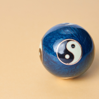 Yin yang on a meditation ball